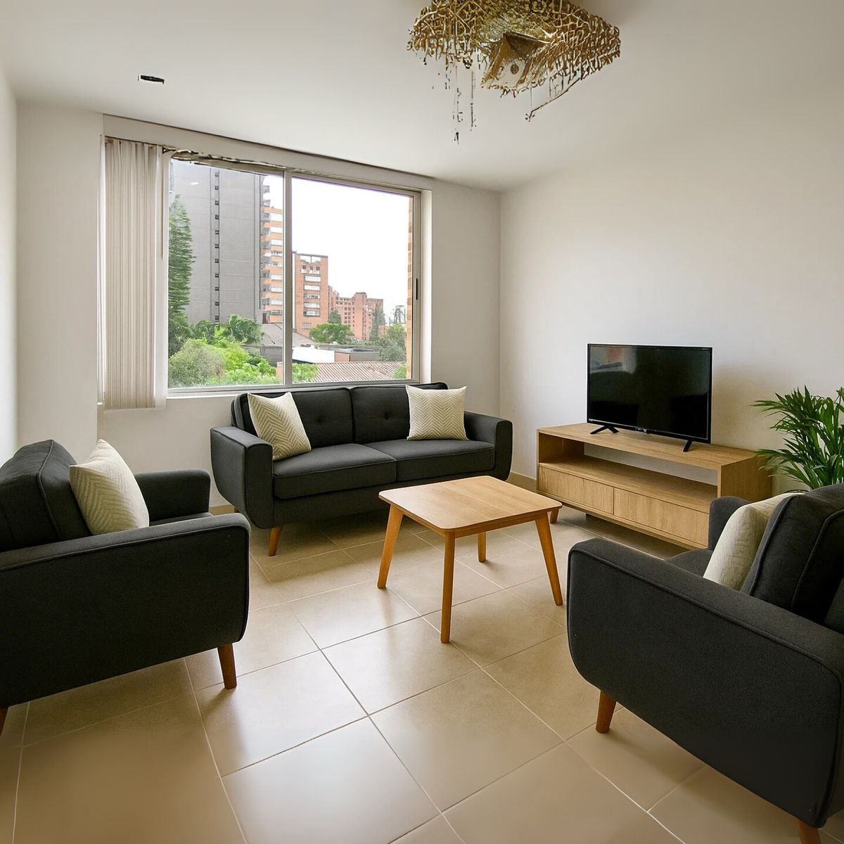 GENERICO - Juego de Sala Zafiro 3-1-1 Vintage Tela Antifluidos Gris