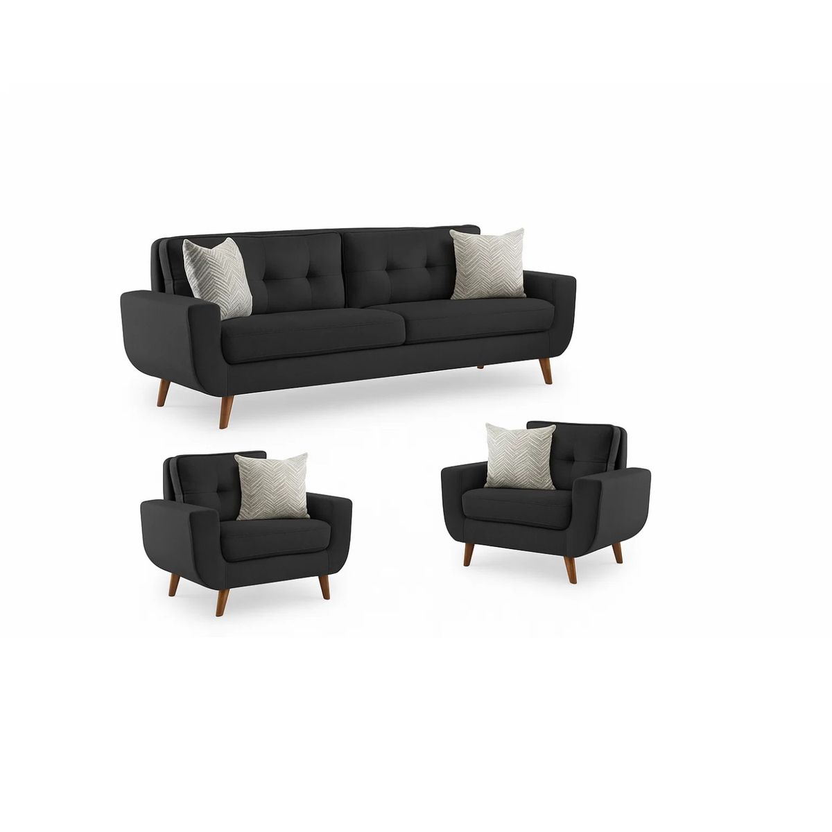 GENERICO - Juego de Sala Zafiro 3-1-1 Vintage Tela Antifluidos Gris