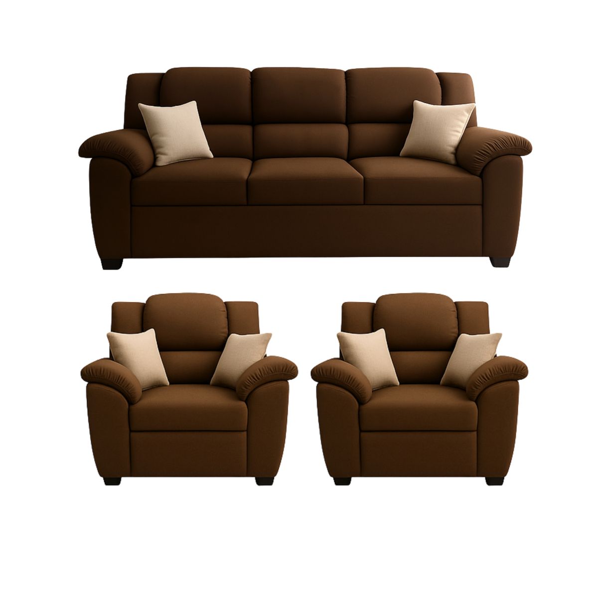 GENERICO - Juego de Sala Deyna 3-1-1 Puestos Moderno Tela Antifluidos Marrón