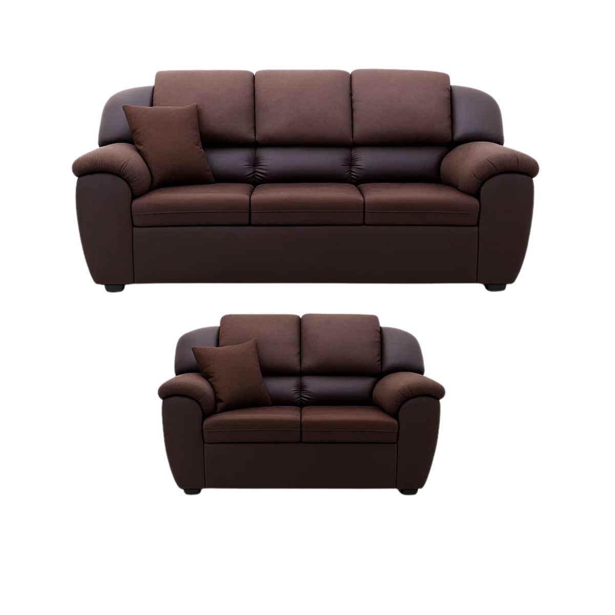 GENERICO - Juego de Sala Sacha 3-2 Puestos Moderno Microfibra y cuero sintentico Marrón