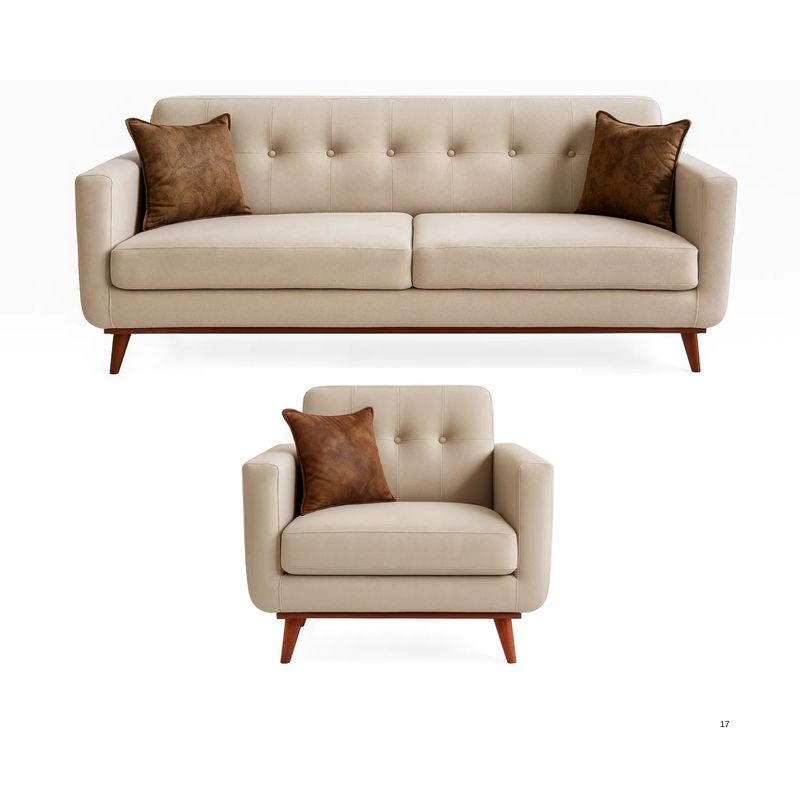 GENERICO - Juego de Sala Tato 3-1 Puestos Moderno Tela Antifluidos Beige