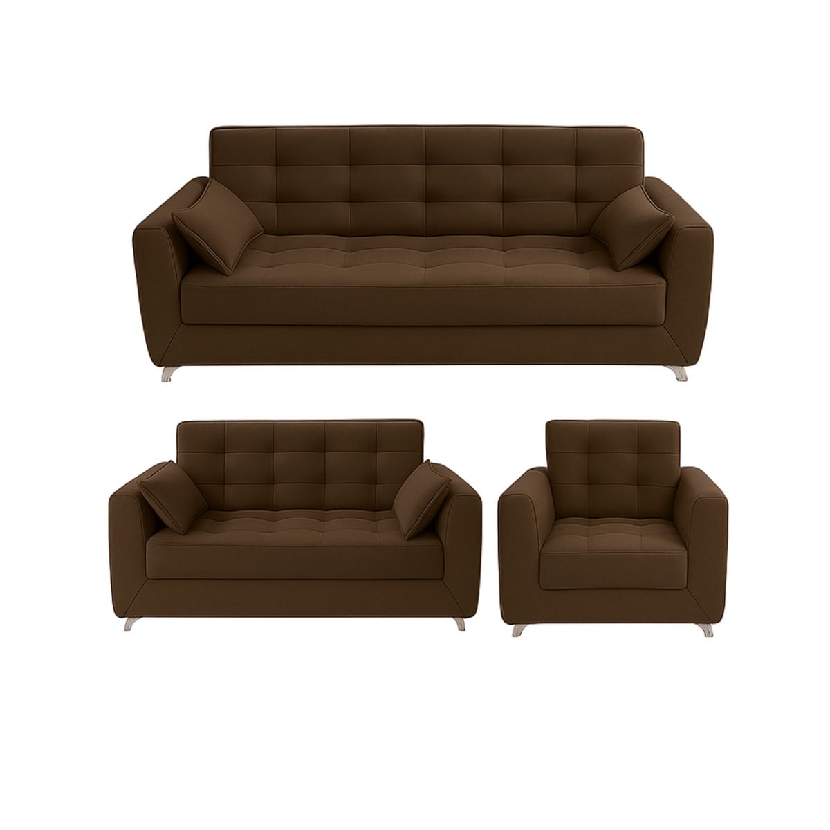 GENERICO - Juego de Sala Tonali 3-2-1 Puestos Moderno Tela Antifluidos Marrón