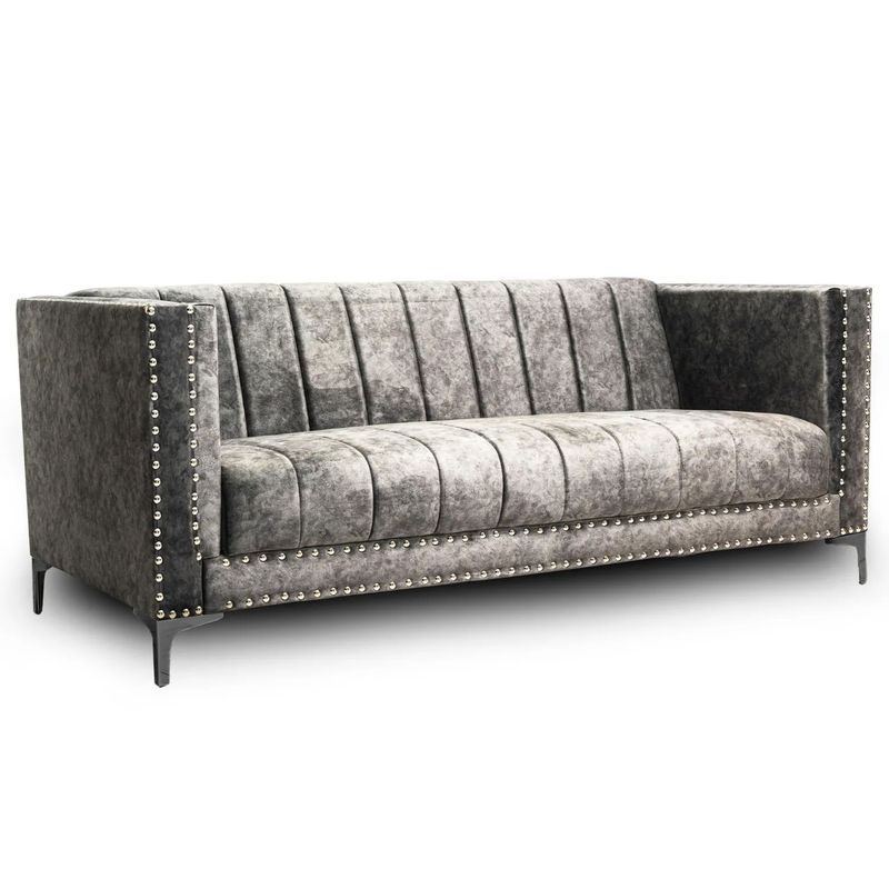 MAXIMUEBLES - Sofá Verona 3 Puestos Gris Oscuro