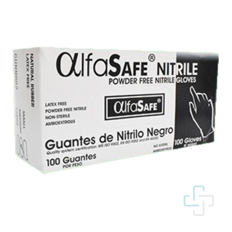 ALFA SAFE - GUANTE NITRILO NEGRO ALFASAFE (S) x100  UNIDADES