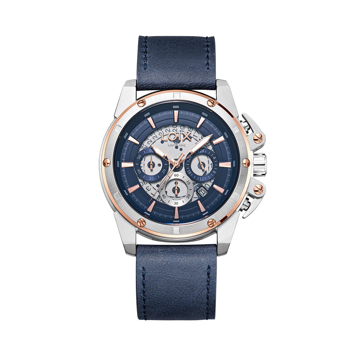 LOIX - Reloj hombre LA2141-1 azul con plateado tablero bicolor