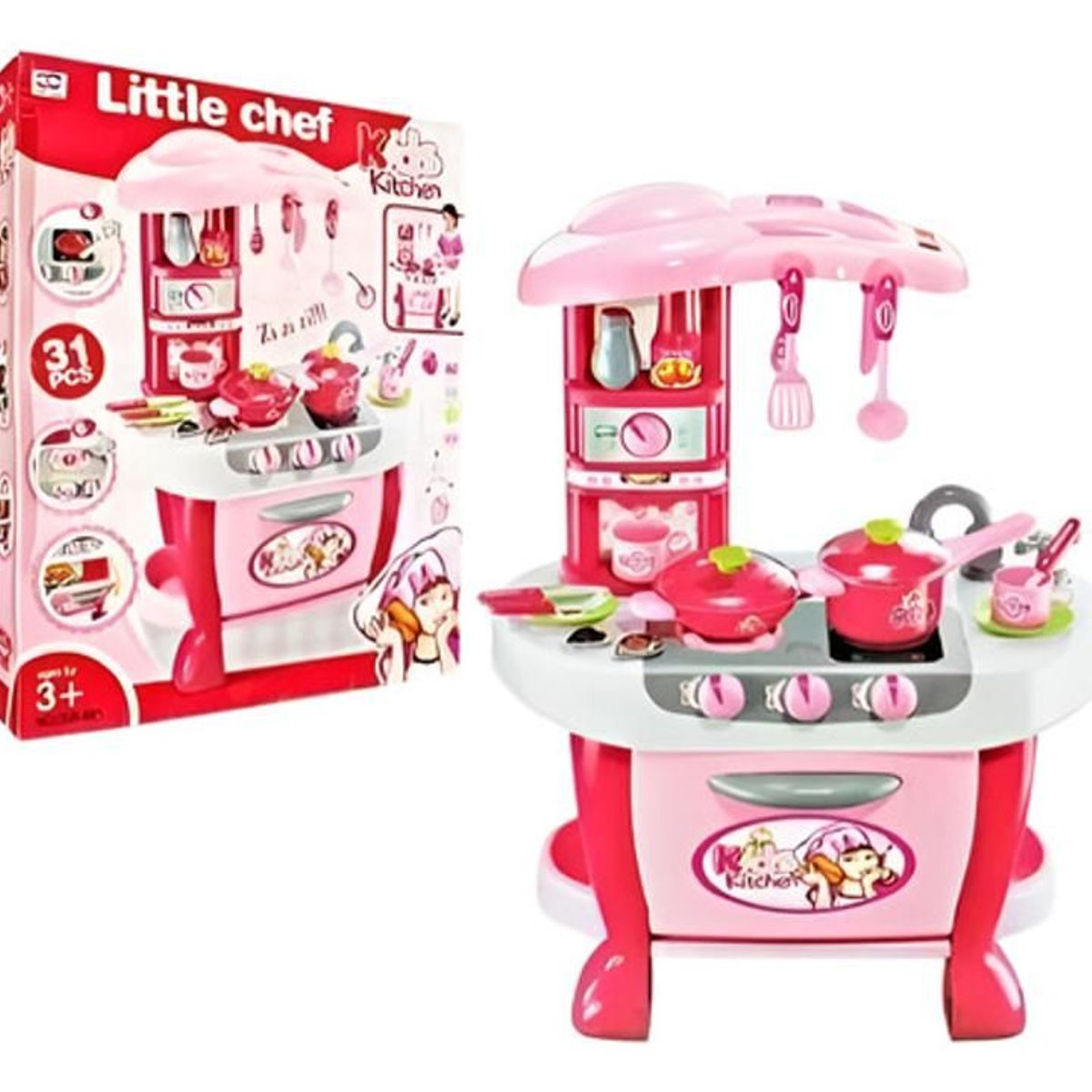 GENERICO - Set Cocina Infantil Didactica 31 Piezas Luces Y Sonido Chef