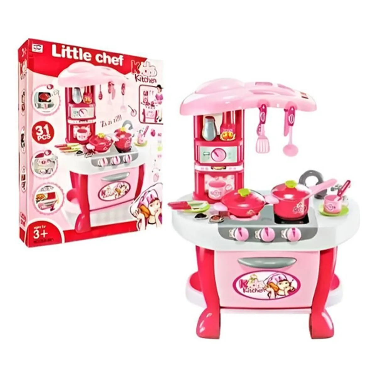 GENERICO - Set Cocina Infantil Didactica 31 Piezas Luces Y Sonido Chef
