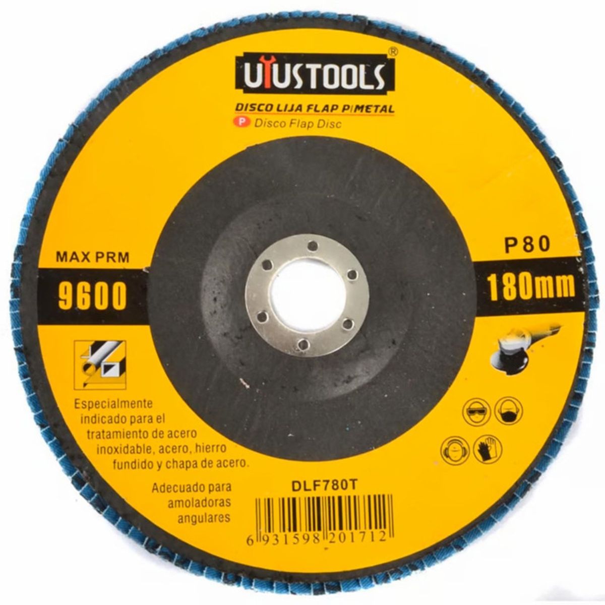 UYUSTOOLS - Disco Lija Flap Para Metal P80 180 Mm 9600 Rpm Uyustools
