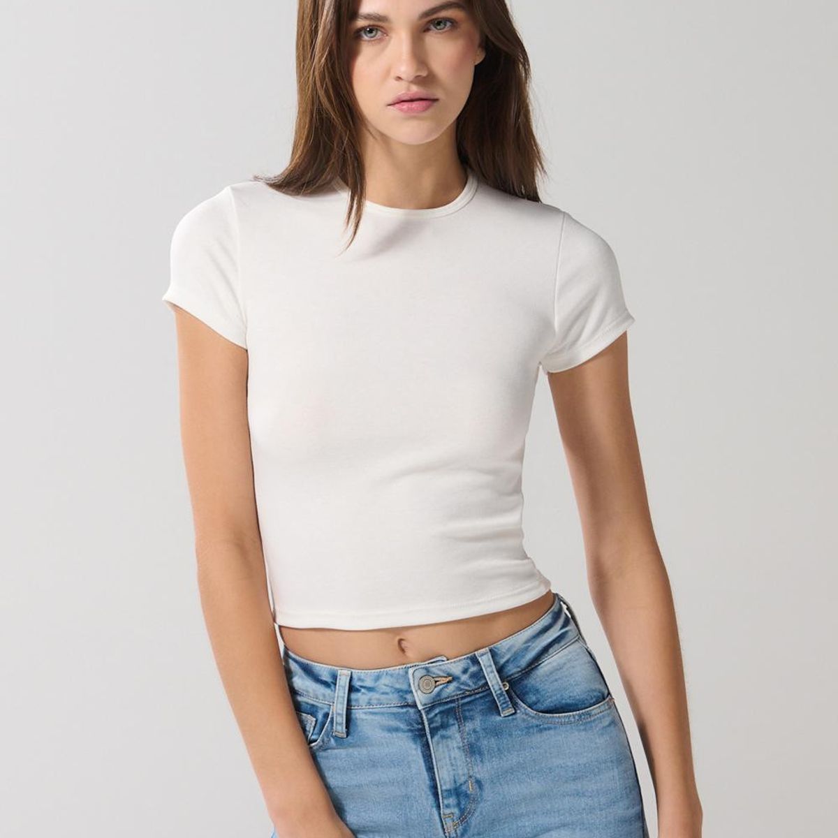 KOAJ - KOAJ Camiseta ajustada manga corta unicolor en rib Mujer