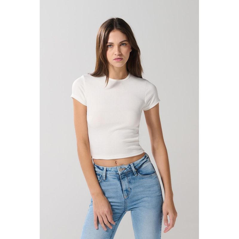 KOAJ - KOAJ Camiseta ajustada manga corta unicolor en rib MUJER