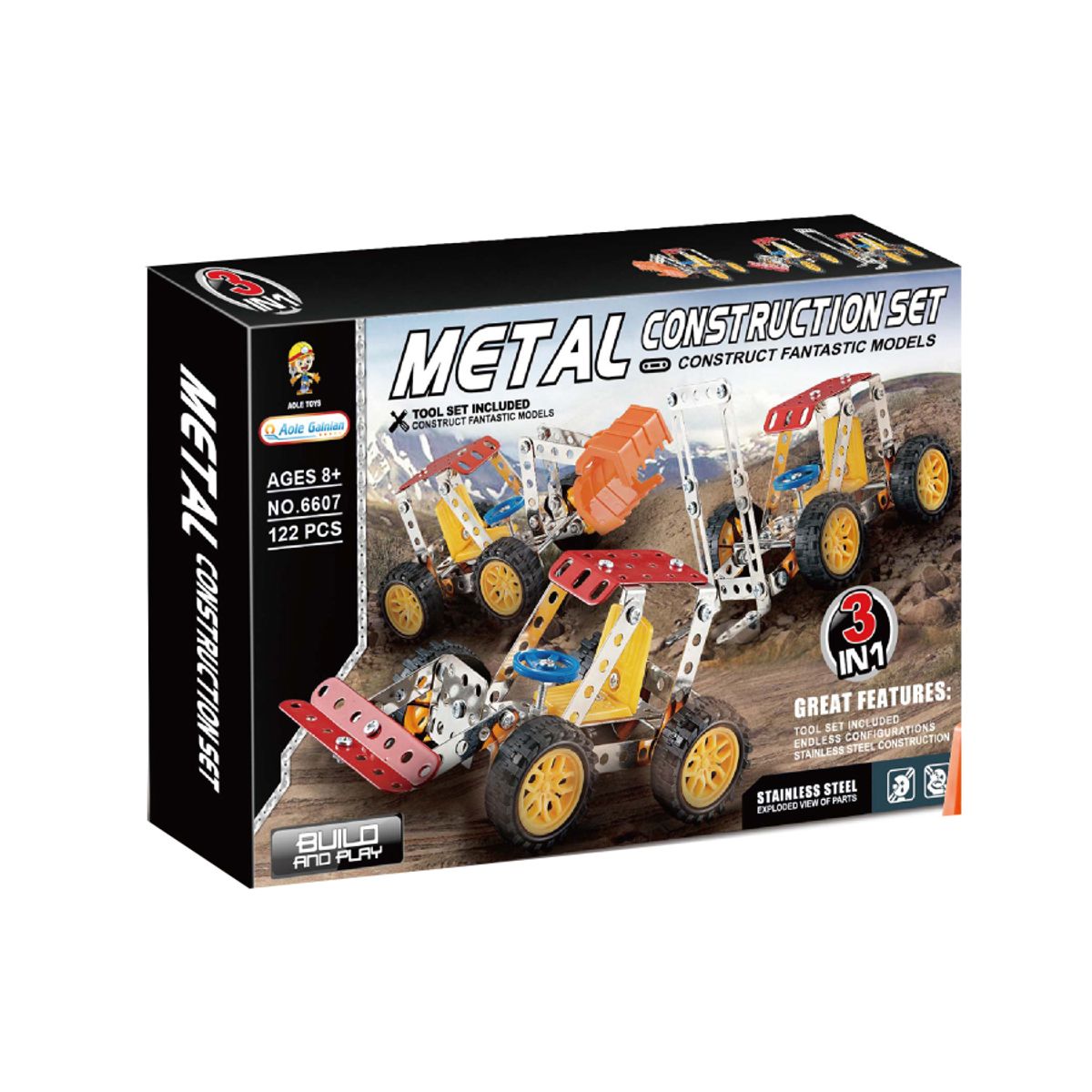 JUGANDO Y EDUCANDO - Juego Set 3 En 1 De Construcción 122 Piezas Para Niños