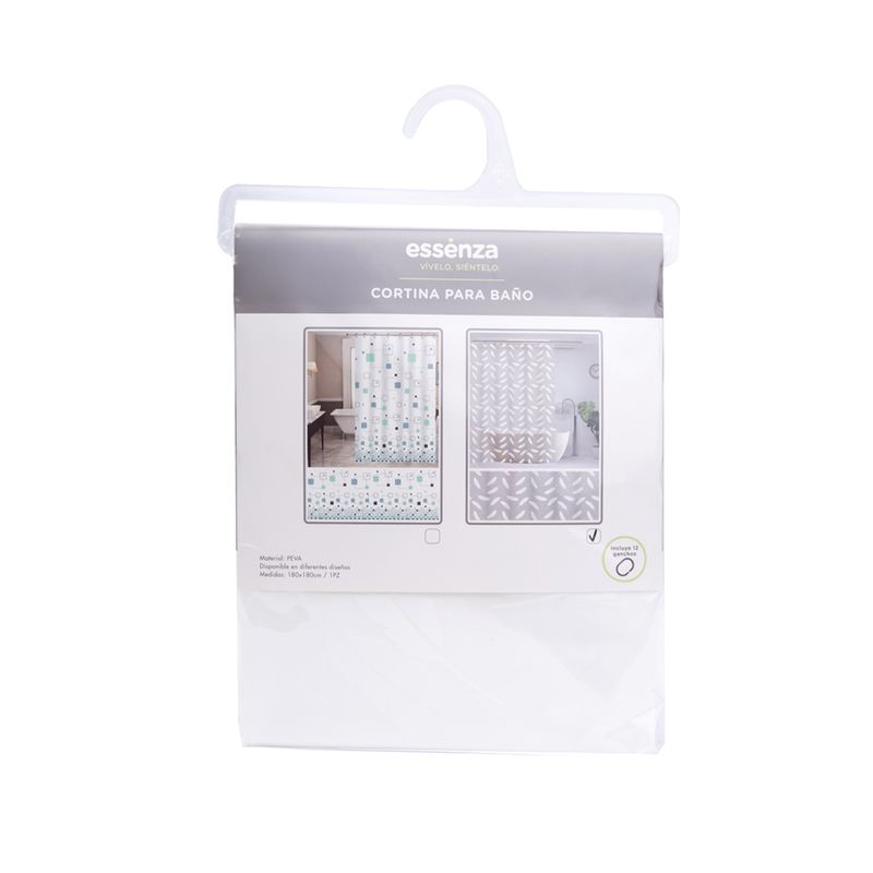 ESSENZA - Cortina de Baño Peva Plumas Blanco 180x180cm ESSENZA