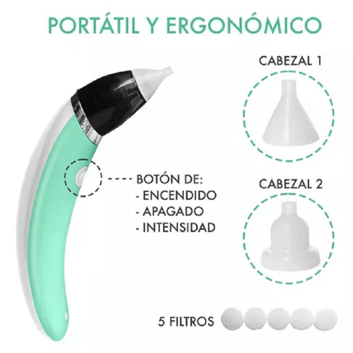 GENERICO - Extractor nasal eléctrico para bebés para limpieza de nariz rosa