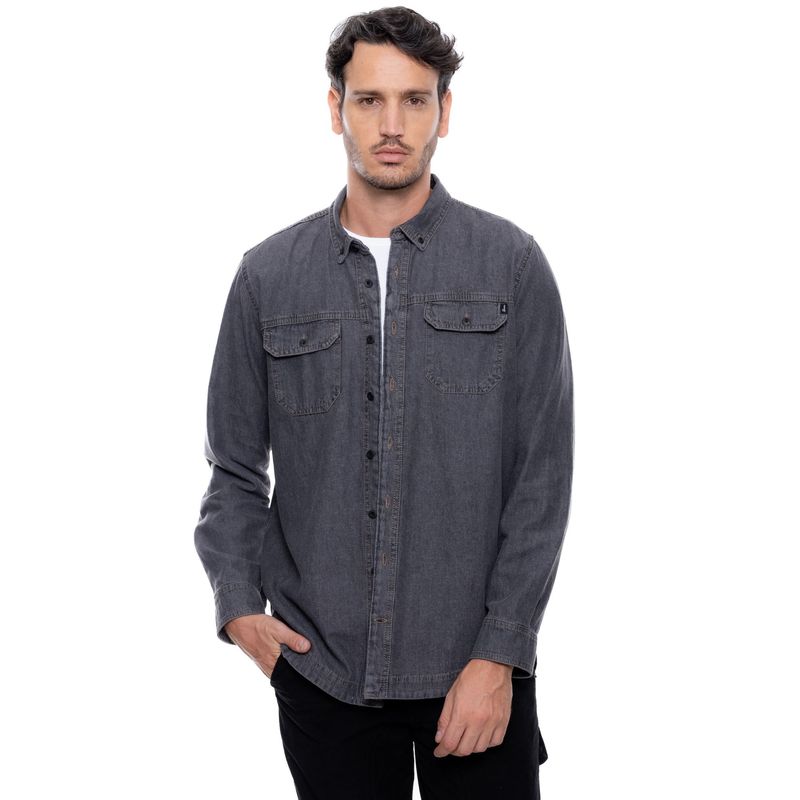 COLOR BLUE - Camisa Manga Larga En Denim