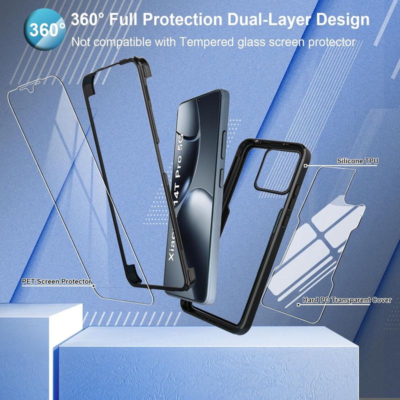 GENERICO - Estuche Forro Protector Funda 360 Para Xioami 14T / 14T pro Negro