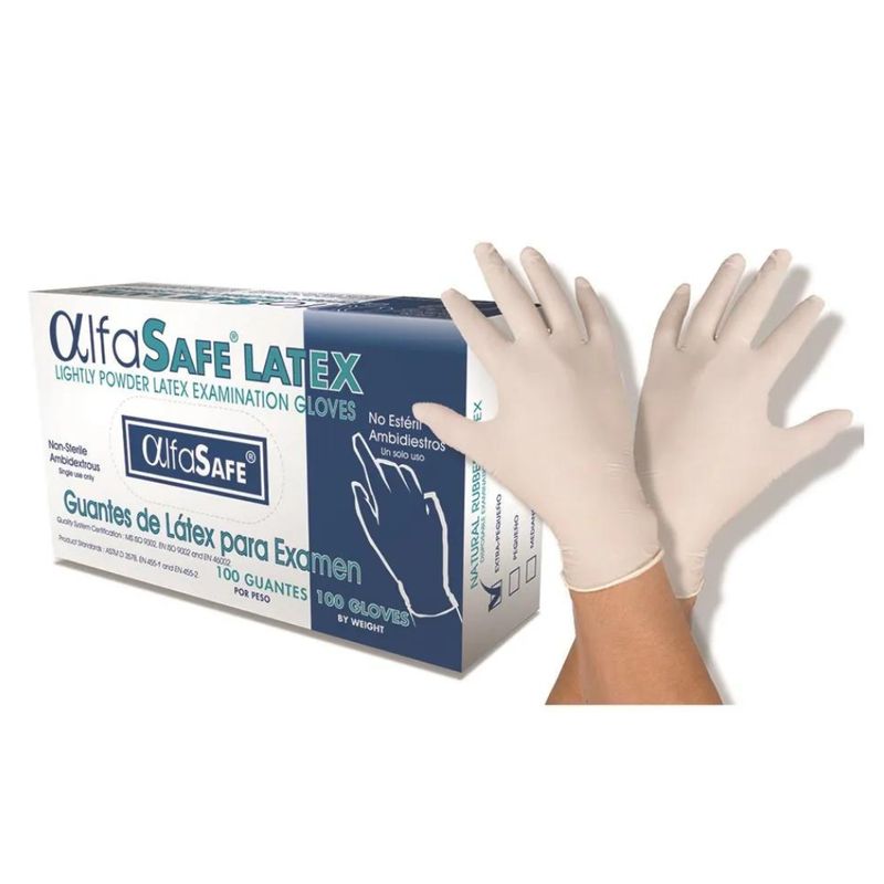 ALFA SAFE - GUANTE LATEX EXAMEN ALFASAFE M X100
