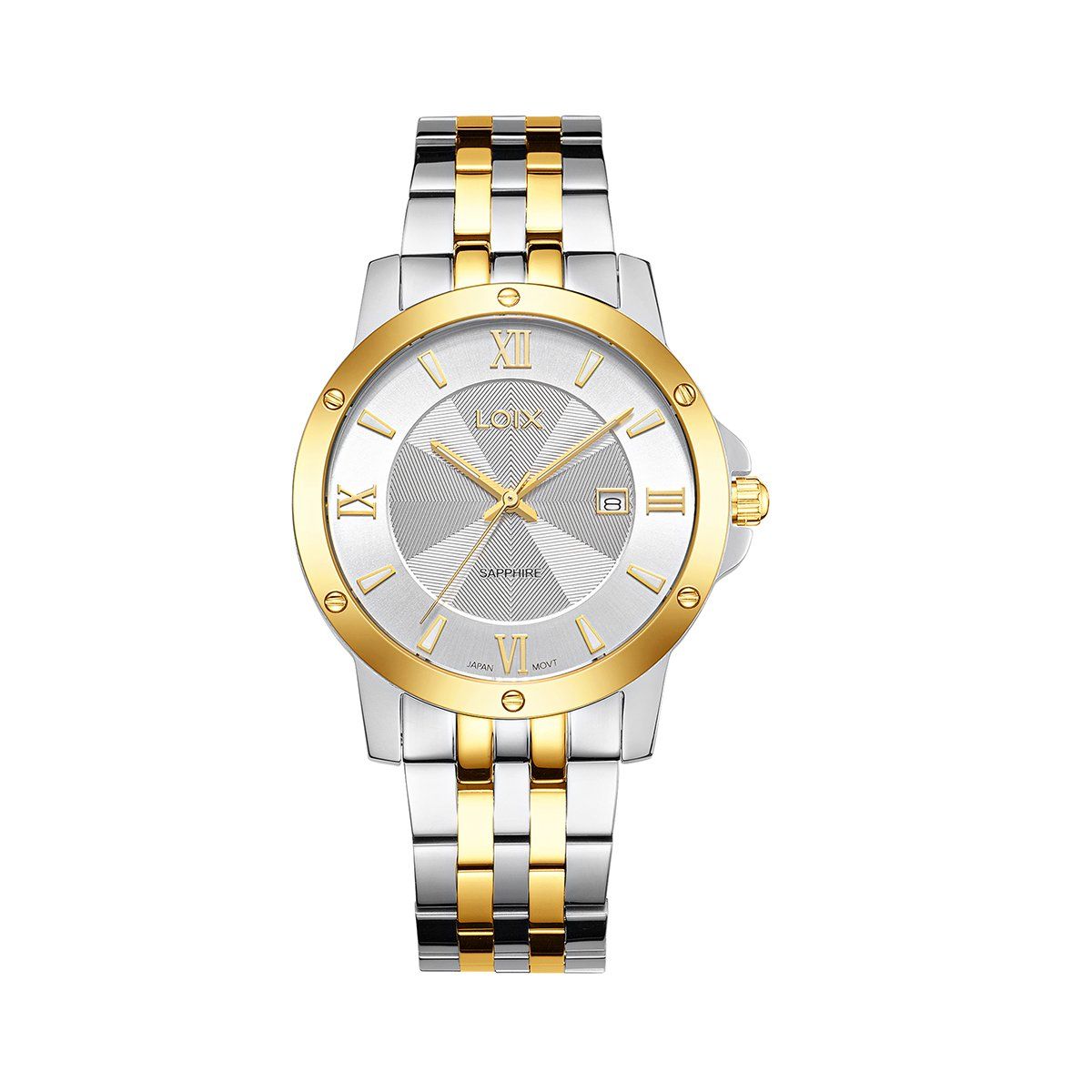 LOIX - Reloj hombre LA2143-3 plateado con dorado tablero plateado