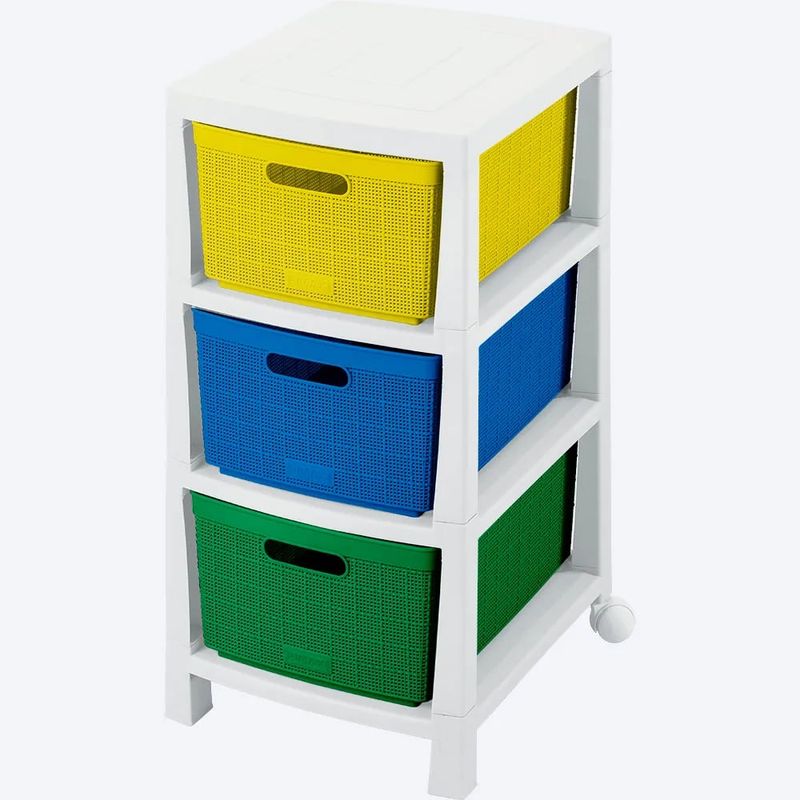 RIMAX - Cajonero Fique 3 Gavetas Rimax Tricolor Niño