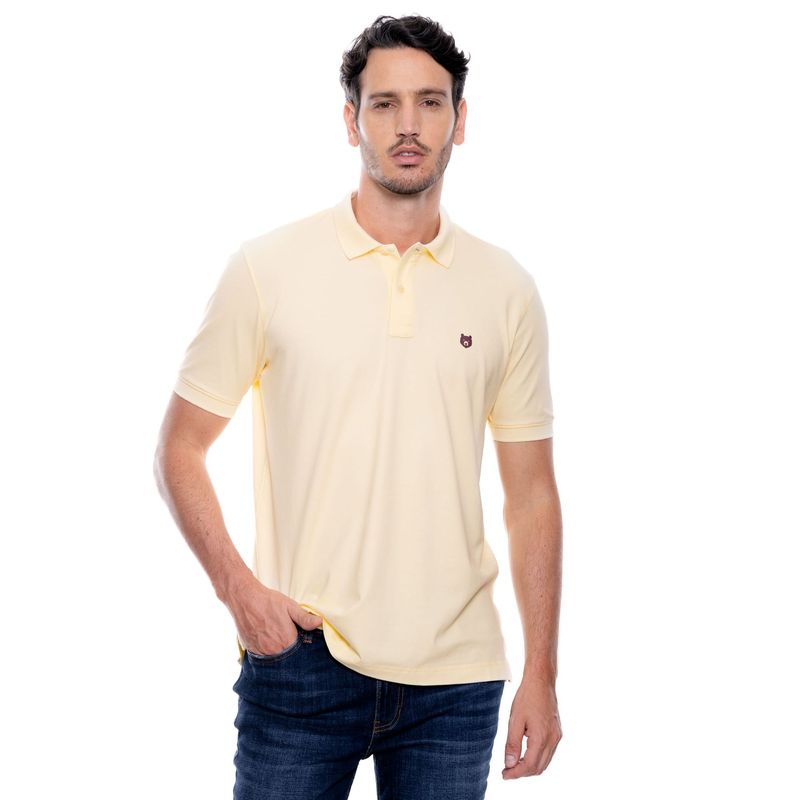 COLOR BLUE - Polo Unicolor Logo Estampado