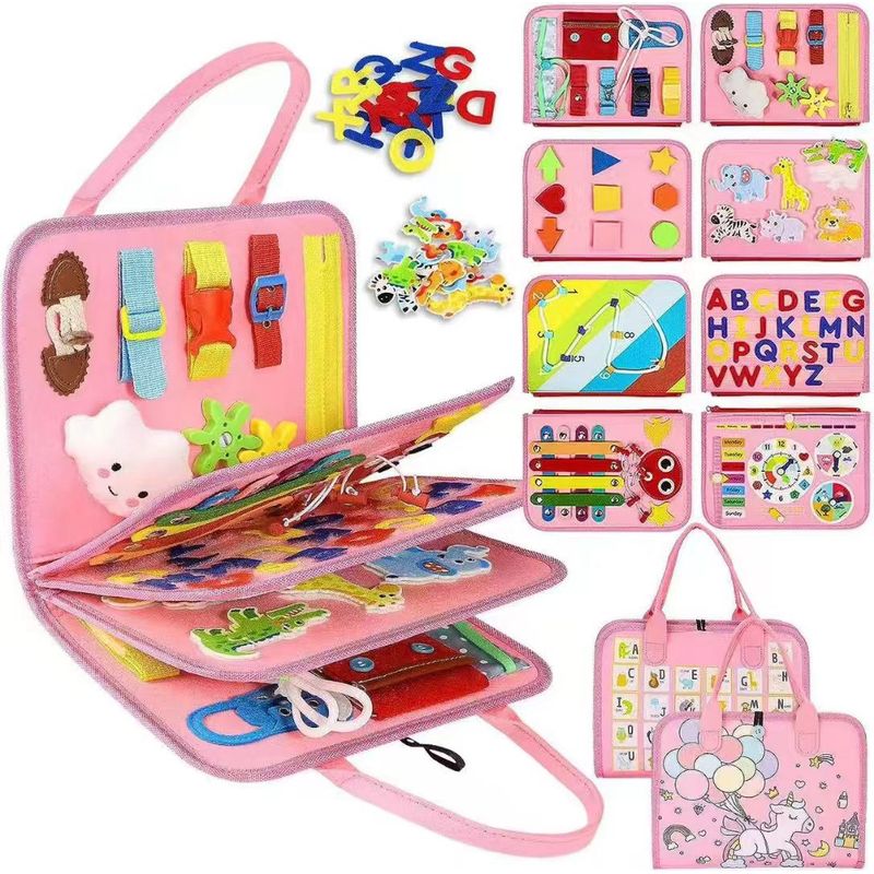 GENERICO - Nuevos diseños Busy book Montessori Para Bebes Nuevo Rosa