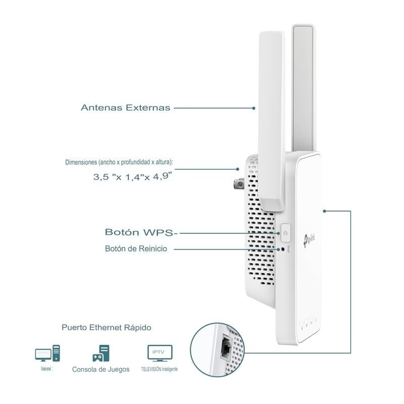 TP LINK - Extensor TP-Link Wifi AC1200 Doble Banda 867 Mbps 5GHz