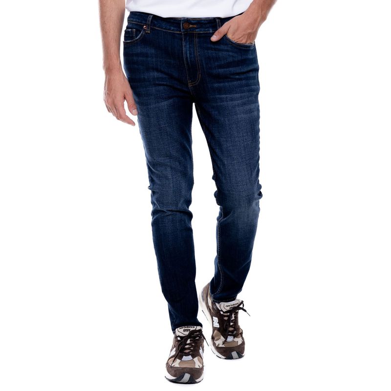 COLOR BLUE - Skinny Fit Jeans Tono Oscuro