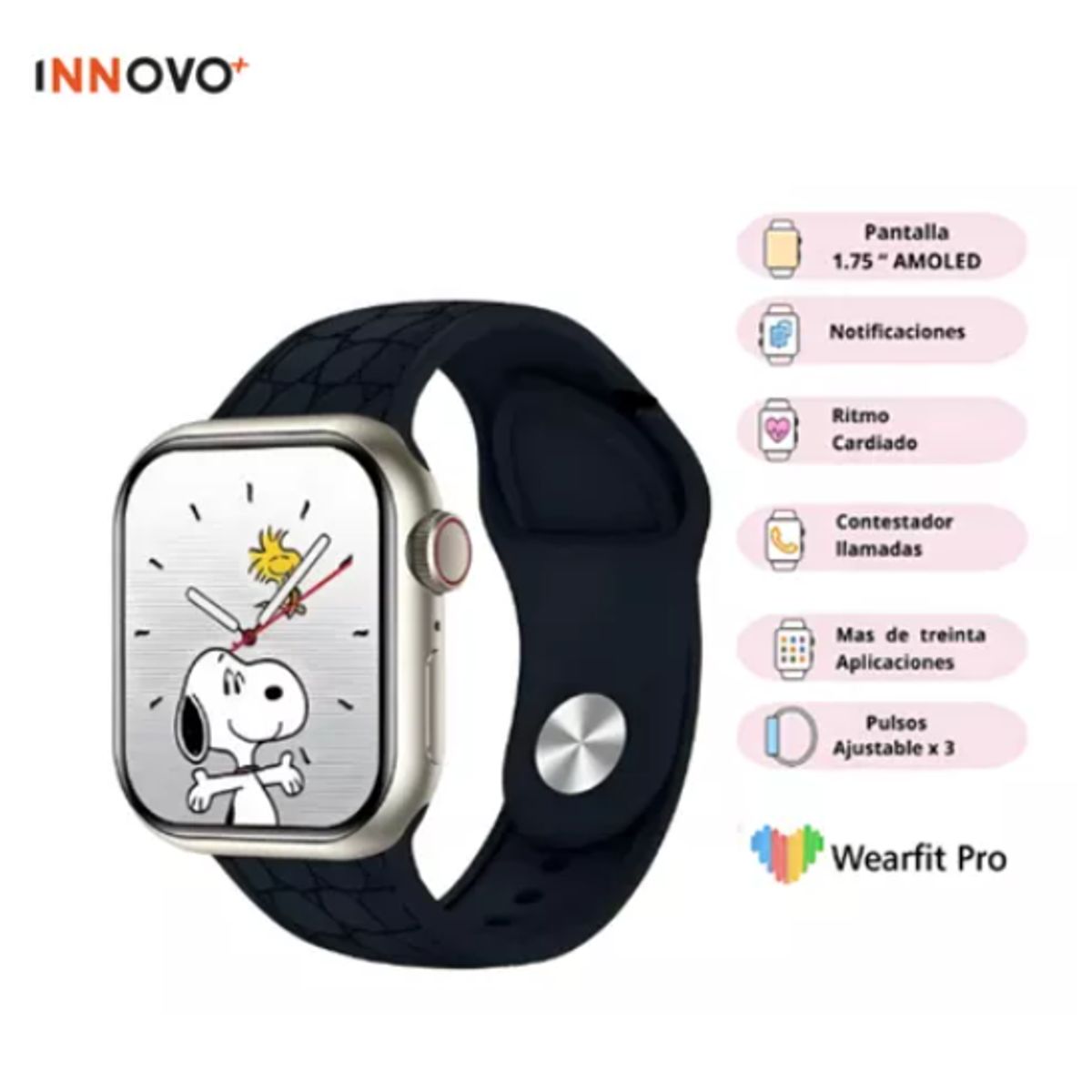 INNOVA - Reloj Smartwatch H9 Pro Mini Amoled Mobulaa Doble Pulso Negro Llamadas
