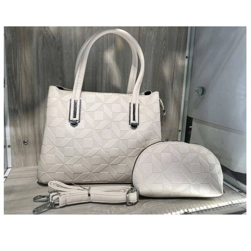 DANKI - Bolso Brazo Cartera Mano Blanco Amplio Correa Textura