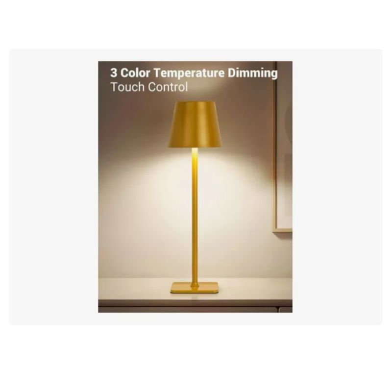 INNOVA - Lámpara Farol De Mesa Recargable Táctil 3 Tonos De Luz Dorado Innovo