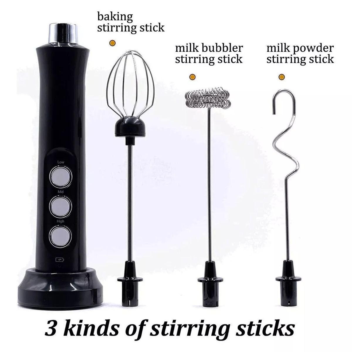 GENERICO - Espumador De Leche Batidor 2 En 1 Recargable Electrico NEGRO