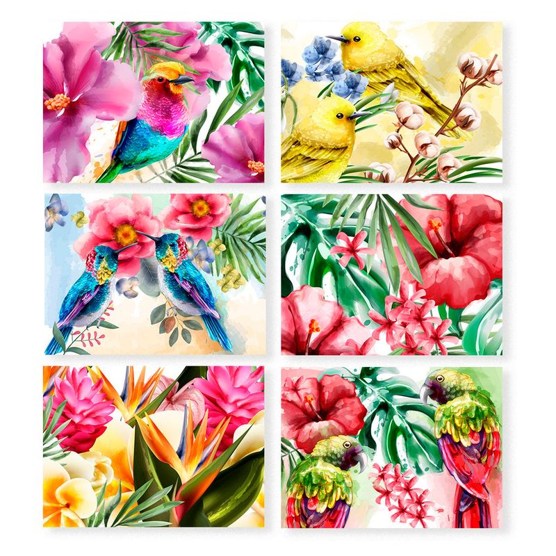 GENERICO - 6 Individuales De Mesa Pájaros Tropicales