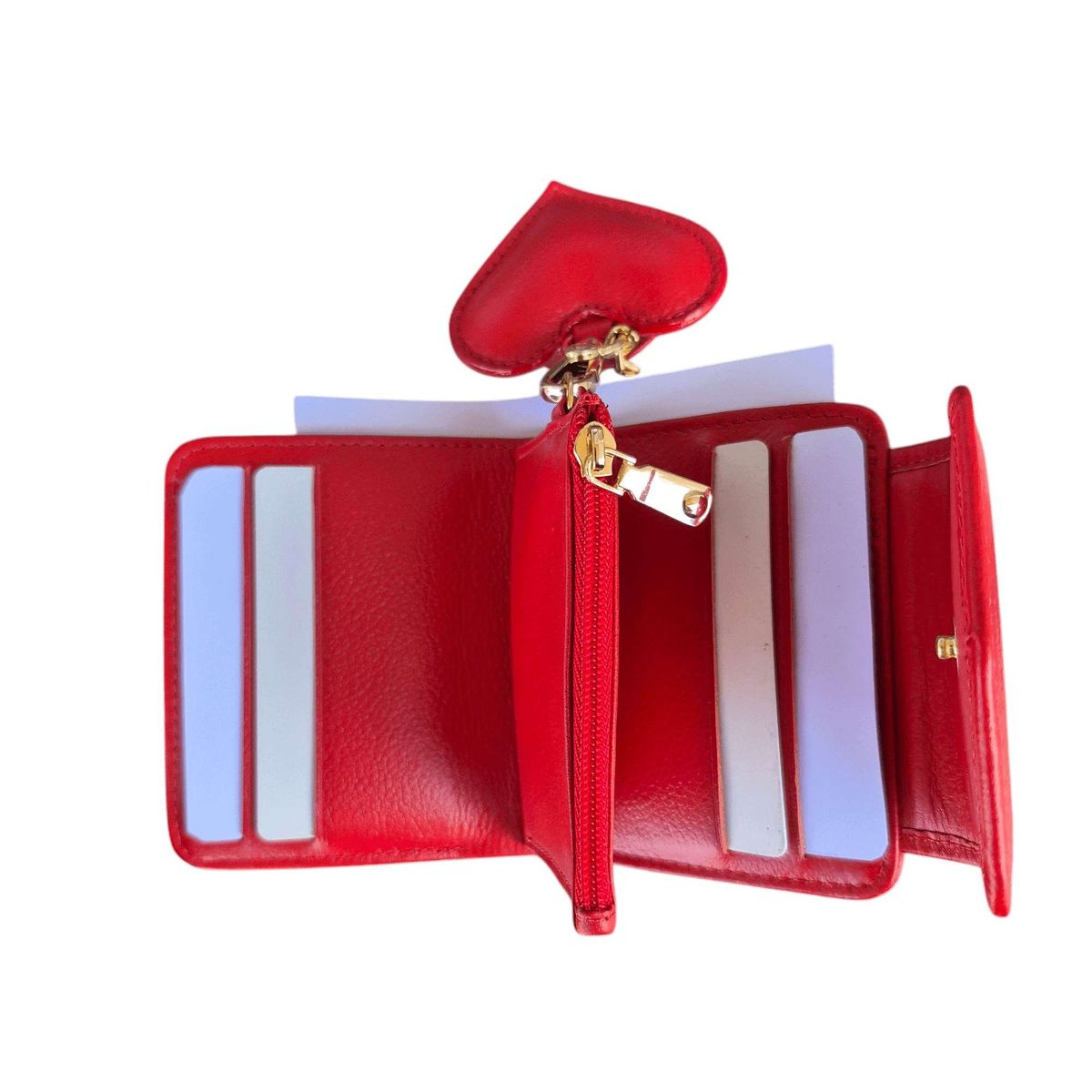 MARLA - Billetera corazón mujer 6 servicios cuero 100%