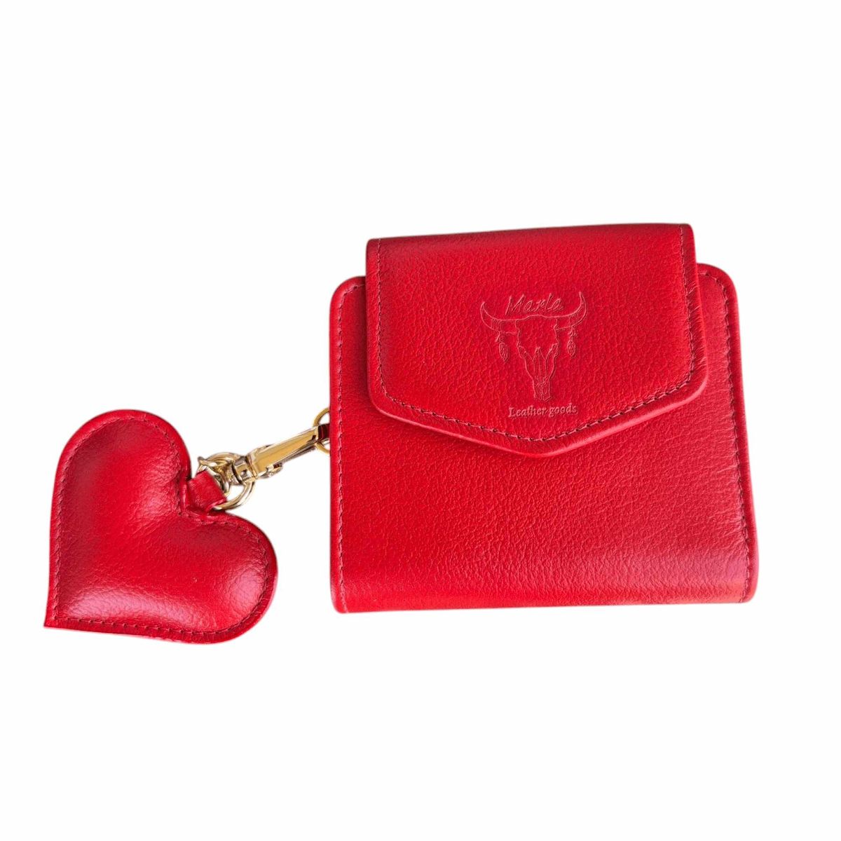MARLA - Billetera corazón mujer 6 servicios cuero 100%
