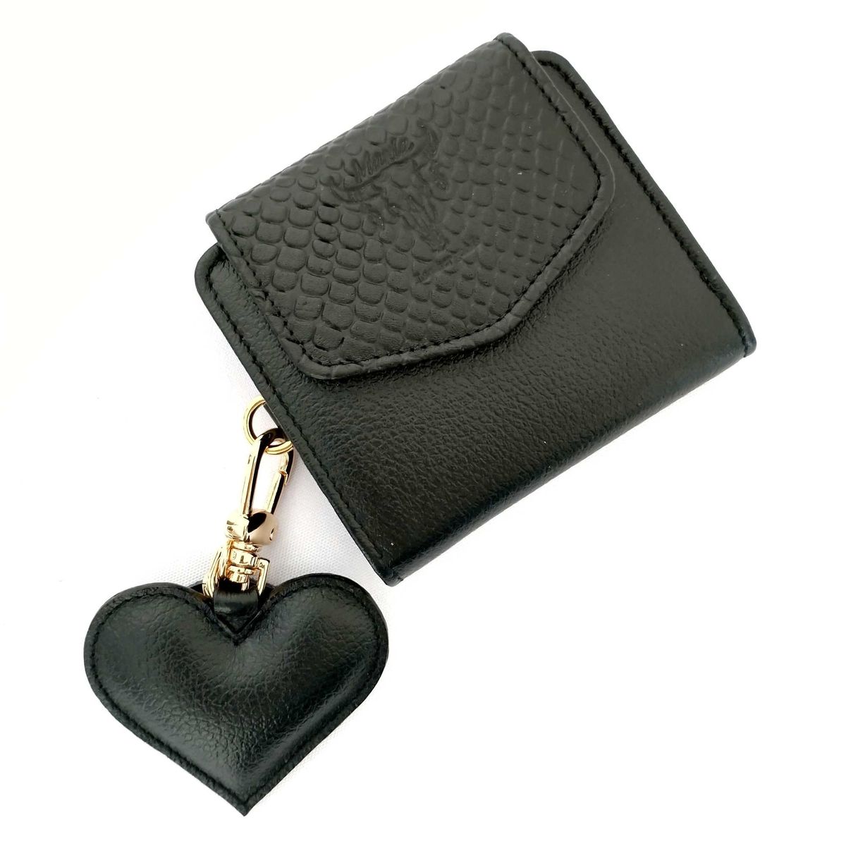 MARLA - Billetera corazón mujer 6 servicios cuero 100%