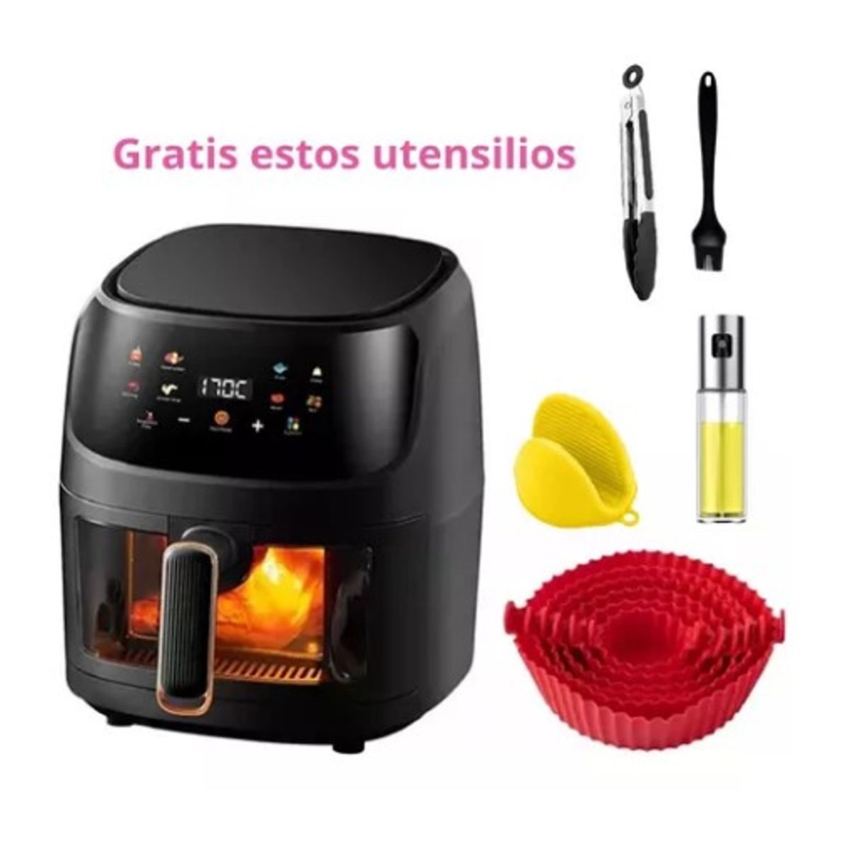 GENERICO - Freidora De Aire Caliente Sin Aceite Air Fryer 10lts +regalo
