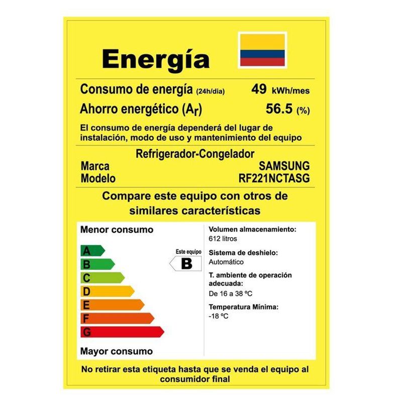 SAMSUNG - Nevecon Samsung Tipo Europeo 628 Lt RF221NFTASG/CO