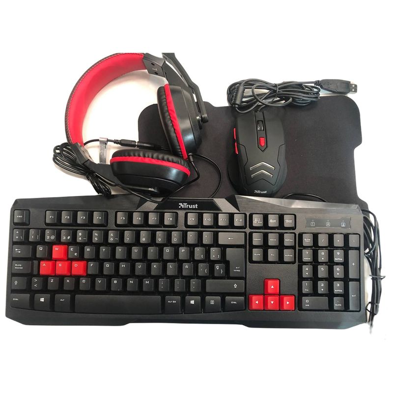 TRUST - Combo 4 En 1 Gamer Trust Ziva Teclado, Pad, Mouse, Diadema