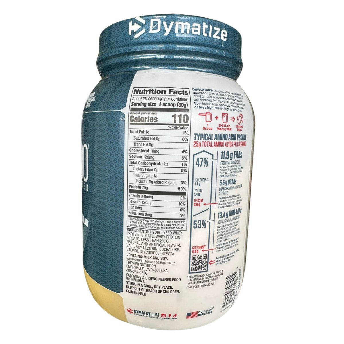 DYMATIZE - Proteina iso 100 hidrolizada 1.3 libras dymatize