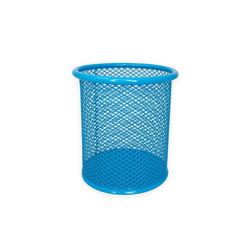 DIMATEX LEON - Portalápices Redondo Organizador Malla Metal Azul Claro