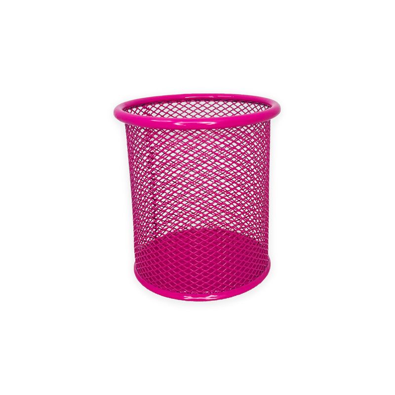 DIMATEX LEON - Portalápices Redondo Organizador Malla Metal Rosa