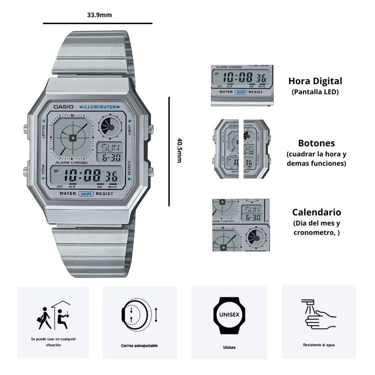 CASIO - Reloj Casio Modelo A130WE-7A Diseño Vintage