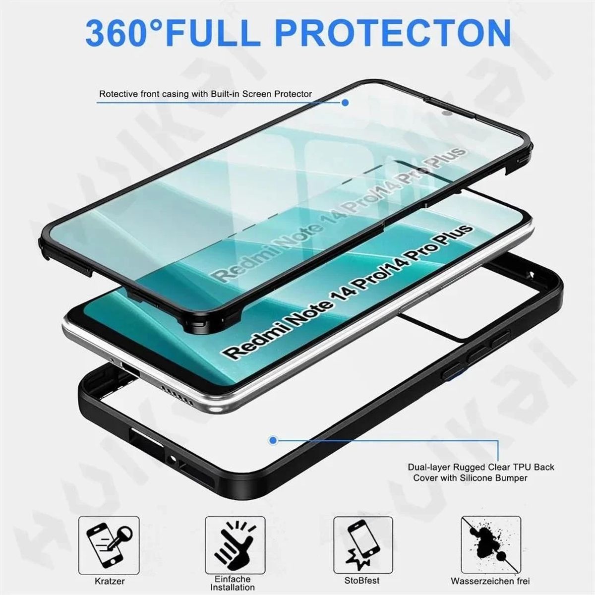GENERICO - Estuche Protector Funda 2 En 1 360 Para Redmi note 14 Pro / Pro Plus