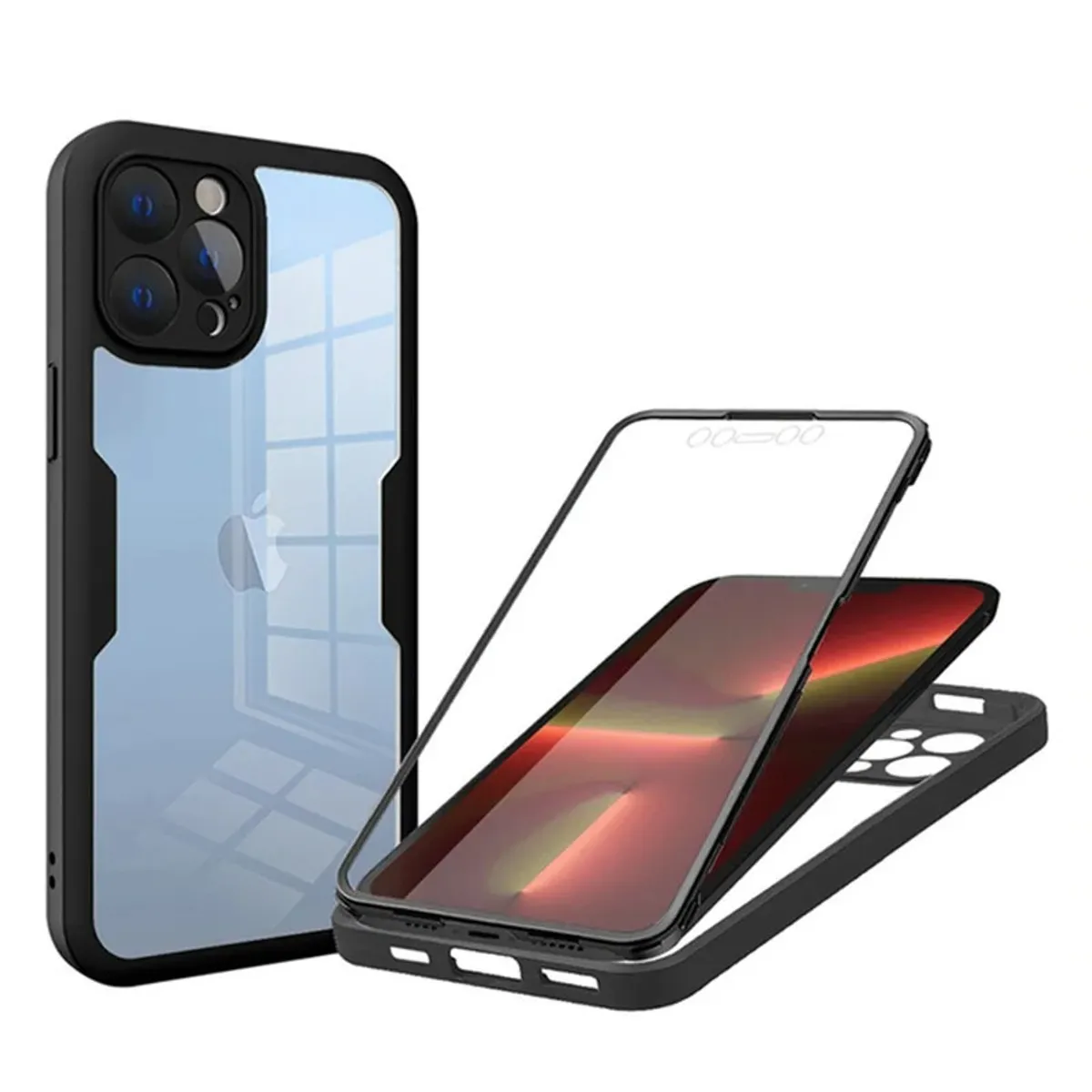 GENERICO - Estuche Protector Case Funda Full 360 Para Iphone 16 Pro Max Negro