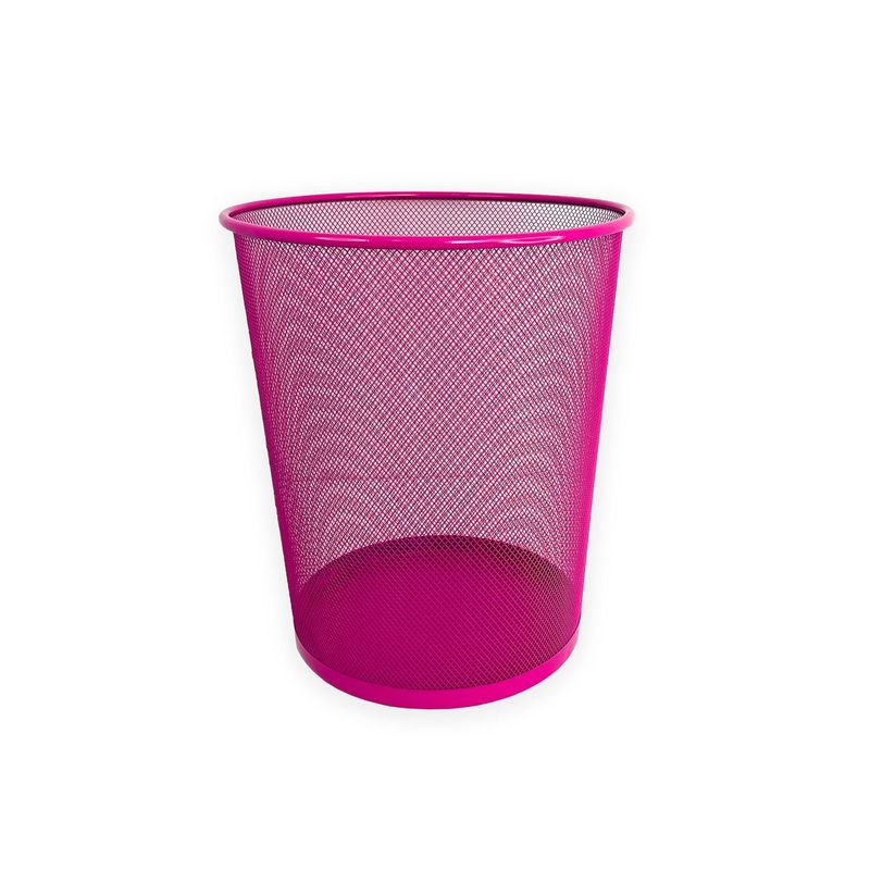 DIMATEX LEON - Papelera Basurero Grande Redondo Malla Metal Colores Rosa