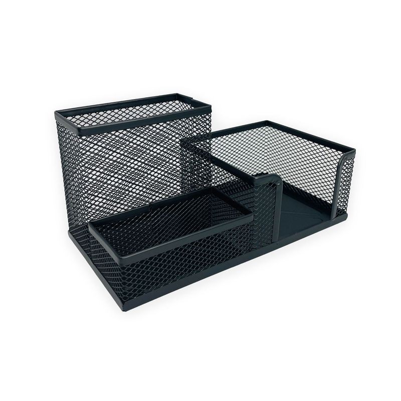 DIMATEX LEON - Organizador Endesa Escritorio 3 Espacios Malla Metal Negro