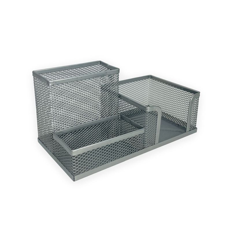 DIMATEX LEON - Organizador Endesa Escritorio 3 Espacios Malla Metal Gris
