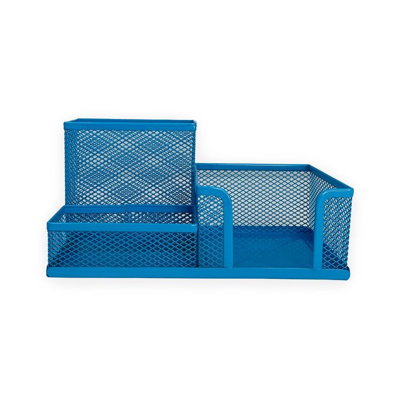DIMATEX LEON - Organizador Endesa Escritorio 3 Espacios Malla Metal Azul