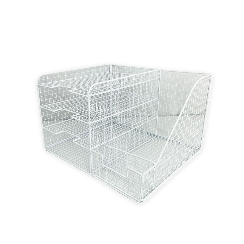 DIMATEX LEON - Organizador Trebal Escritorio Archivador Malla Metal Blanco