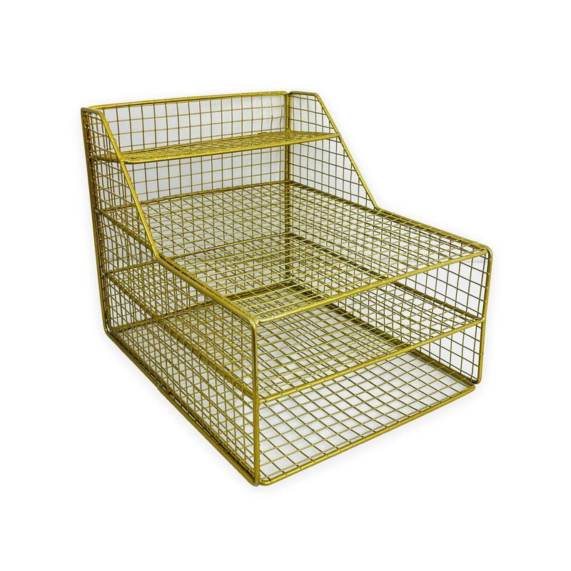 DIMATEX LEON - Organizador Afers Escritorio Archivador Malla Metal Dorado