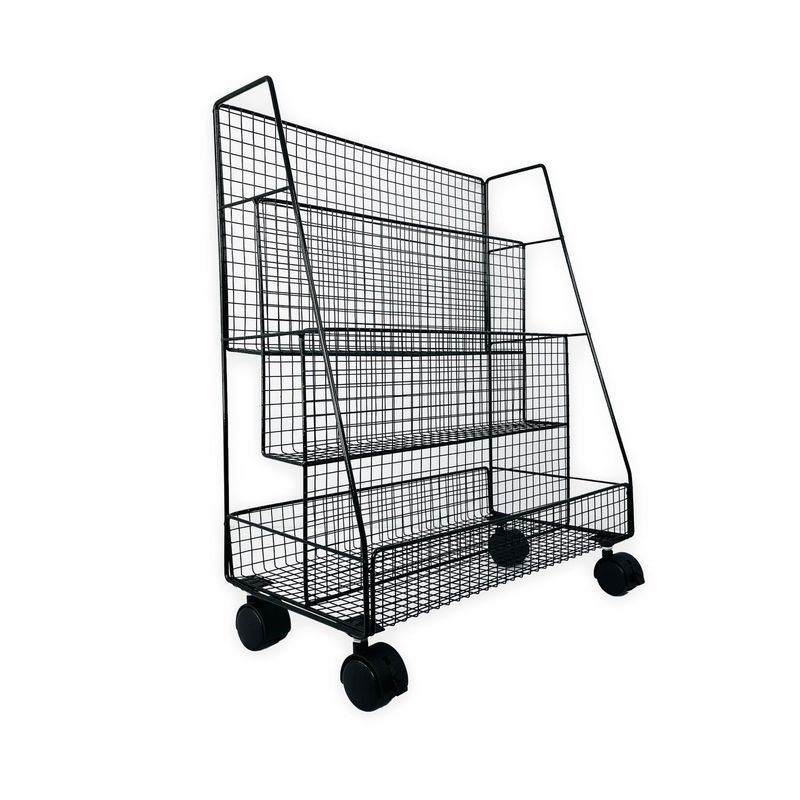 DIMATEX LEON - Organizador De Piso Estante Libros 3 Capas Carrito Negro